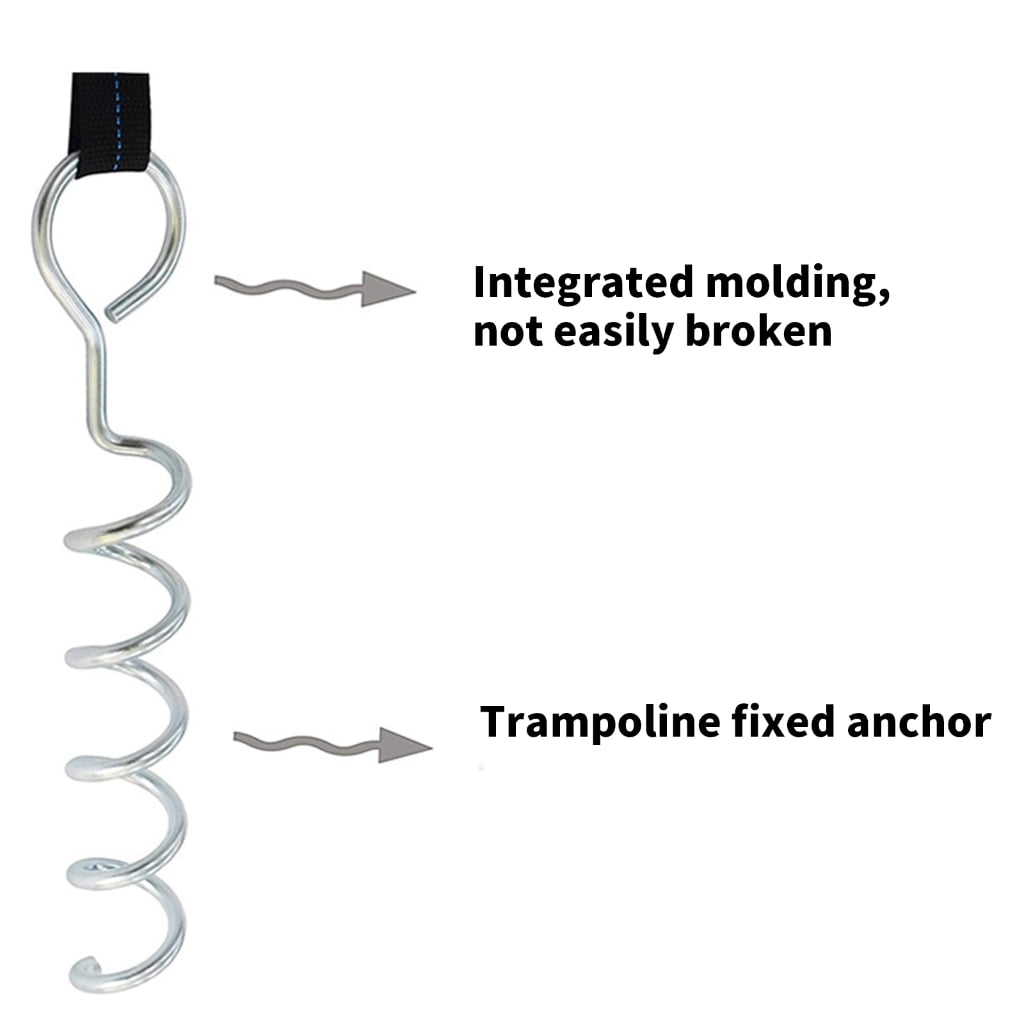 4Pcs Tent Stake Anchors with Strap Portable Trampoline Stakes Tie Down Spirals Ground Anchors Stake Tent Accessories