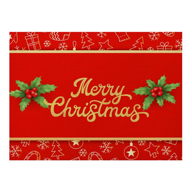 ¡Liquidación! Manteles individuales navideños rojos impermeables por menos de $1 para mesa de comedor, 32 x 21 cm, ideales para invierno, Navidad, copos de nieve, fiestas, manteles lavables.