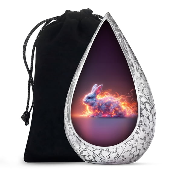 JAGSHASHI Fiery Ethereal Rabbit - Cremation Urns Burial - Adult Ashes Urn - Urns For Burial - Memorial Urns - Urn For Human Ashes Adult Woman - Large Urns For Ashes - 10 Inch - Large