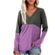 thumbnail image 1 of Camisas Para Mujer Casual Manga Larga Cuello en V Tops Patchwork Blusa Suelta Camisas Odeerbi  ODB129532, 1 of 6