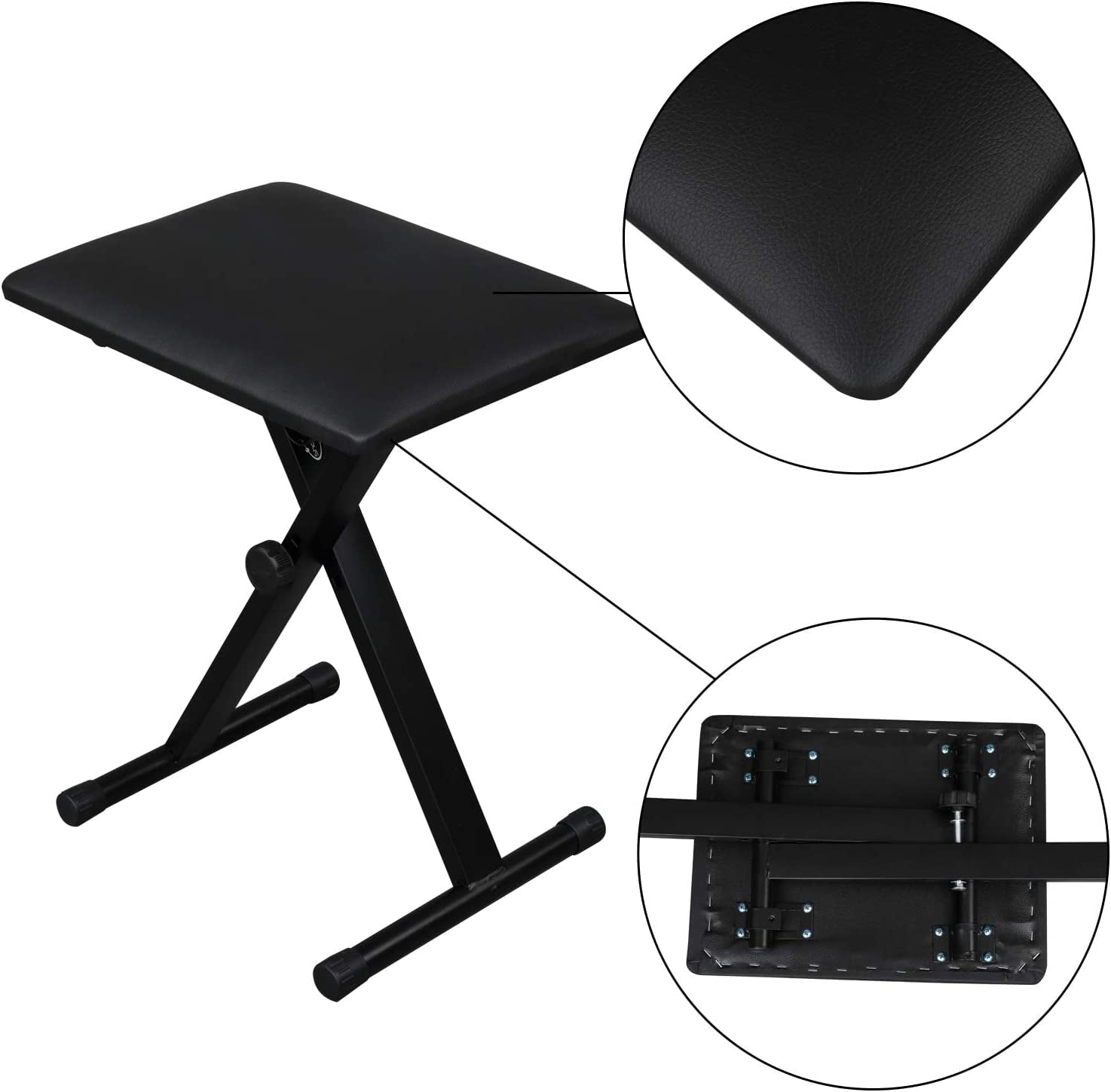 Heavy Duty Keyboard Stand and Bench, Piano Stand and Keyboard Bench with Adjustable Height and Portable (Double-X)