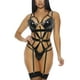 thumbnail image 3 of NECHOLOGY Ropa Interior Mujer Adulto Bodies Para Mujer Traje de lencería sexy de cuero para mujer, cuello halter, leotardo alto, vestido de camisa, disfraz de camisa Negro Grande, 3 of 4