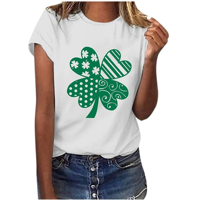 TopLLC St. Patrick's Day Patricks Day Chemises pour Femmes Hauts de Gommage St Patricks Day Mode Dames Impression St. Manches Courtes Col Rond Chemise Femme Décontractée Ample