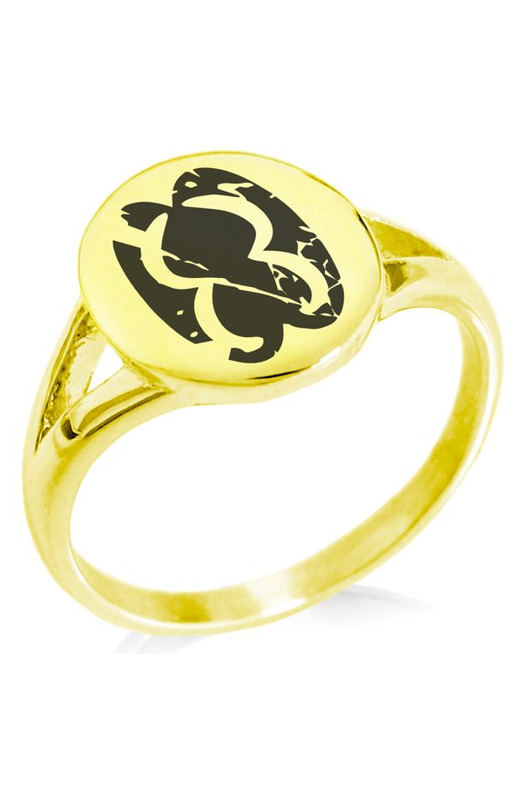 Stainless Steel Ancient Tribal Unity Rune Minimalist Oval Top Polished Statement Signet Ring