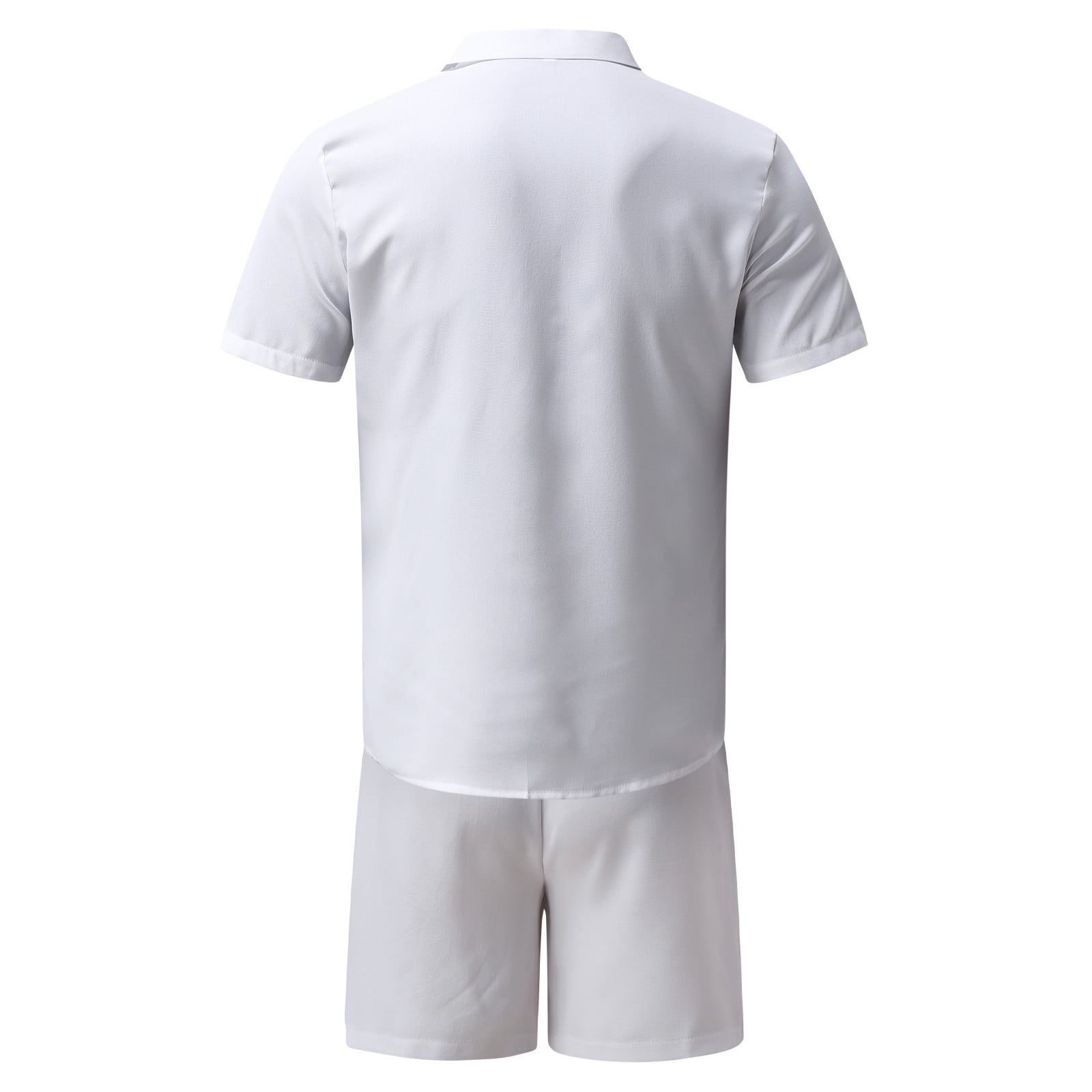Patachou short-sleeved linen short set - White