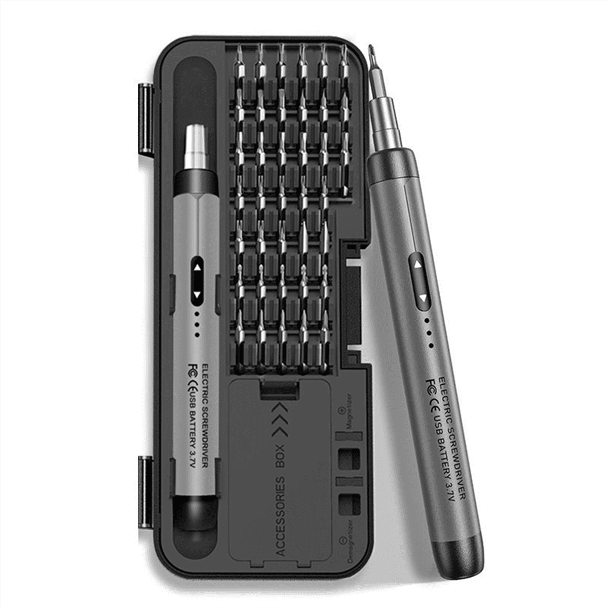 Electric Screwdriver Set Power Tool Kit Rechargeable Wireless Mini Small Bits for Mobile Cell Computer Gray