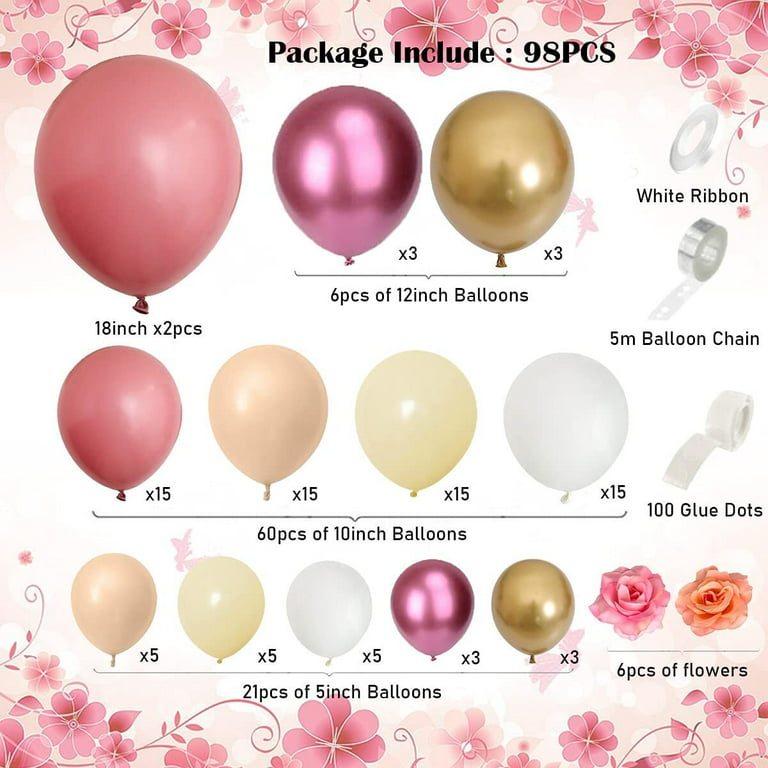 98Pcs Black Ballon Garland Arch Kit Metallic Rose Gold Confetti Latex  Balloon Wedding Birthday Party Bridal