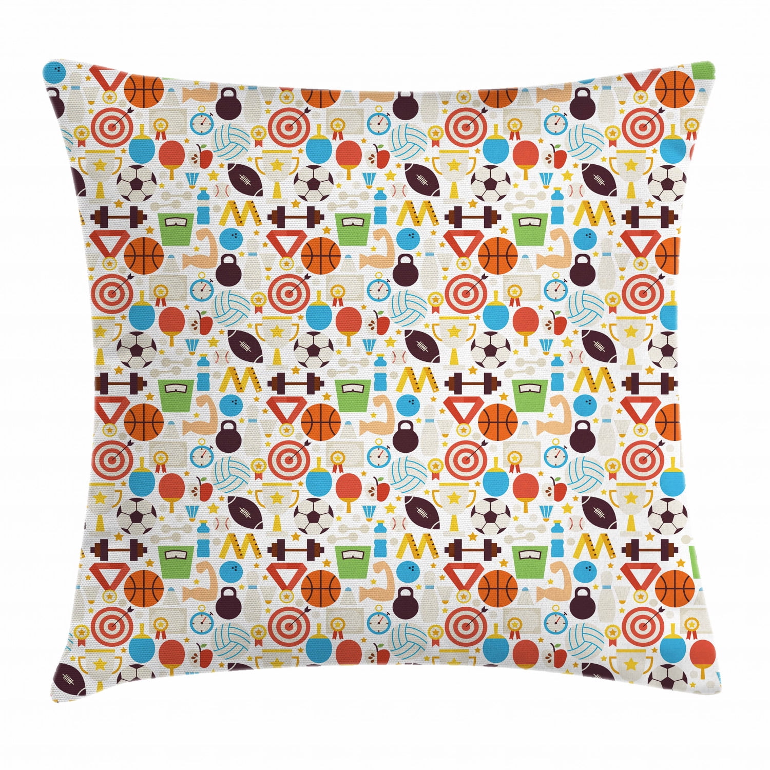 Sport Throw Pillow Cushion Cover, Abstract Elements of Physical