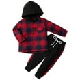 thumbnail image 3 of GYRATEDREAM 1-5T Kid Toddler Boy Outfits Plaid Hoodied T-shirt Tops +Casual Pants Fall Winter Clothes Set, 3 of 11