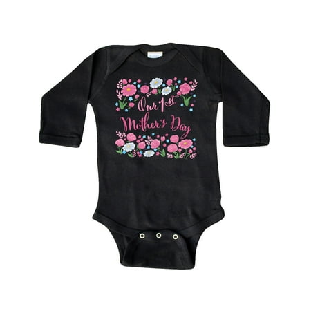 

Inktastic Our First Mother s Day-Roses and Daisies Gift Baby Boy or Baby Girl Long Sleeve Bodysuit