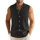thumbnail image 2 of Men's Summer Hawaiian Solid Color Sleeveless Button-Down Shirt 5XL, 2 of 4