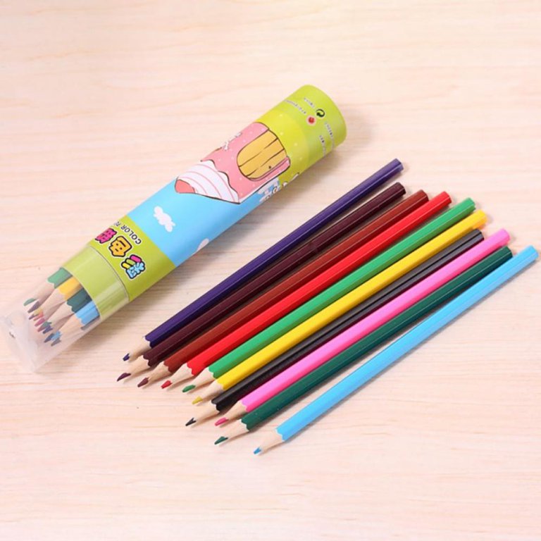 Cartoon Colored Pencils 12 Colors Drawing Pen With Pencil - Temu