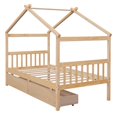 thumbnail image 5 of Twin Size Daybed Bed with 2 Drawers, Wooden House Bed with Slats Support, Low Loft Bed Frame Can be Decorated for Girls Boys Teens, No Box Spring Required, Natural, 5 of 7