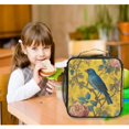 thumbnail image 6 of Insulated Square Lunch Bag with Side Mesh Pocket Fashion Lunch Box Reusable Lunch Tote 10.5" x9.5" x3.5" Bluebird Surrounded by Flowers, 6 of 6