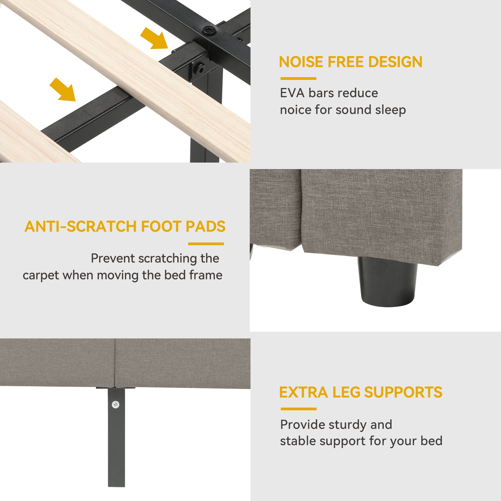 Uforic Queen Size Simple Assembly Bed Frame with Storage Drawers and Charging Ports, Perfect for Adult, Beige
