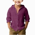 thumbnail image 1 of Splozh Chemise Boutonnée Garçon Été Basique Décontractée Manches Longues Chandails Garçon Chemise Boutonnée Garçon Chemise à Col, Violet Foncé, 8-9 Ans, 1 of 4