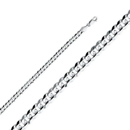 26 in. 14K White Gold 5.9 mm Wide Regular Concave Cuban Chain