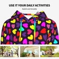 thumbnail image 4 of Honeii Colorful Hearts Pattern Womens Oversized Hoodies Long Sleeve Sweatshirts Pullover Fall Outfits with Pocket-Small, 4 of 7