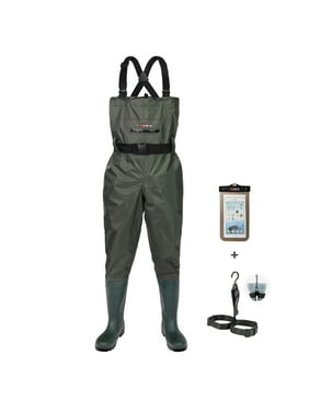 HISEA Upgrade Chest Waders Fishing Waders for Men with Boots Waterproof Lightweight Bootfoot Cleated 2-Ply Nylon/PVC