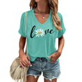 thumbnail image 2 of Short Sleeve T Shirts For Women Flag Letter Print Graphic Soft Tee Stylish Dressy Casual Women Tops, 2 of 4