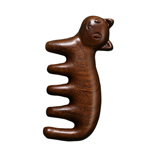 Peine de Madera para Masaje del Cuero Cabelludo Portátil en Diseño de Gato Suave Masaje para el Cuidado de la Cabeza para la Familia y Material