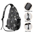 thumbnail image 3 of Sling Backpack,Halloween Spider Web and Skulls Pattern Sling Bag with Water Bottle Holder,Waterproof Sling Bag for Men/Women with Headphone Jack for Hiking,Travel, 3 of 6
