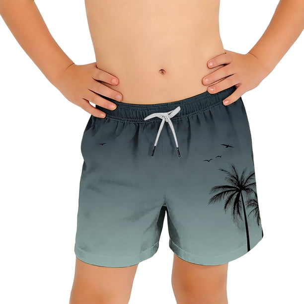 Odeerbi 6-15 Años Niños Pantalones de Natación de Impresión Hawaiana Pantalones Cortos de Playa Secos Rápidos Con Bolsillos Pantalones Cortos de Cintura Elástica