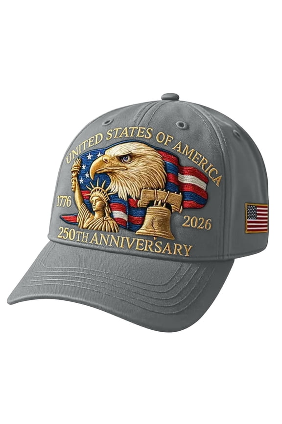 U.S. 250th Anniversary Cap, Adjustable Retro Washed Patriotic Hat, Tribute Baseball Style for Men and Women, Celebrate 250 Years of Americas Historic Freedom, Gray
