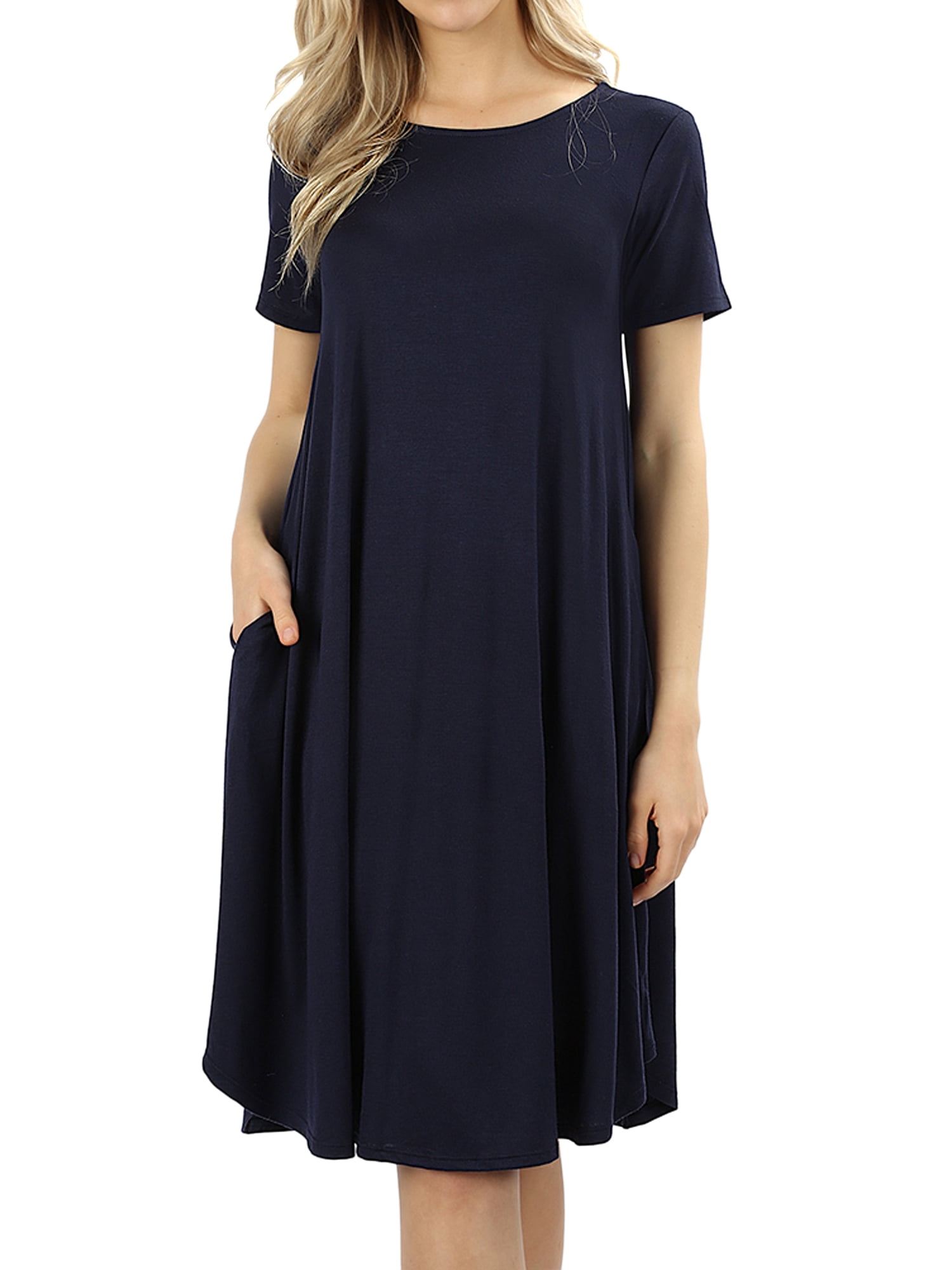 TheLovely Womens & Plus Round Neck Short Sleeve Knee Length ALine