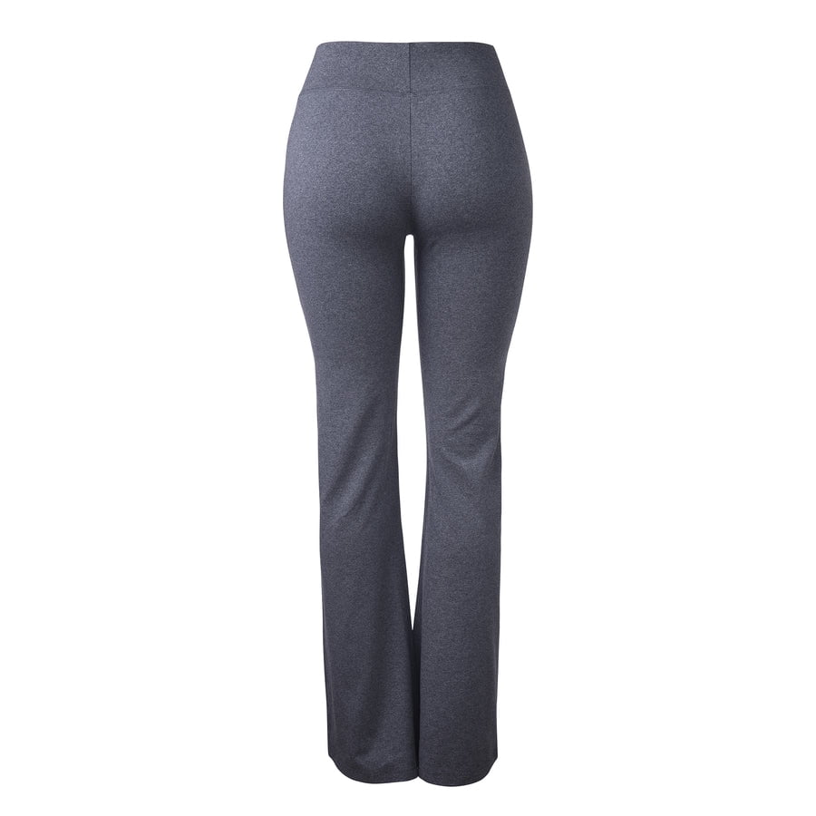 TheLovely Women's Flat Waistband Flared Bottom Workout Yoga Pants Leggings (Non-Foldover)