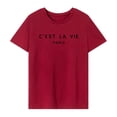 thumbnail image 4 of Camiseta para mujer con cuello redondo, ropa de mujer, camisetas de verano para ir de compras y caminar SG, 4 of 8