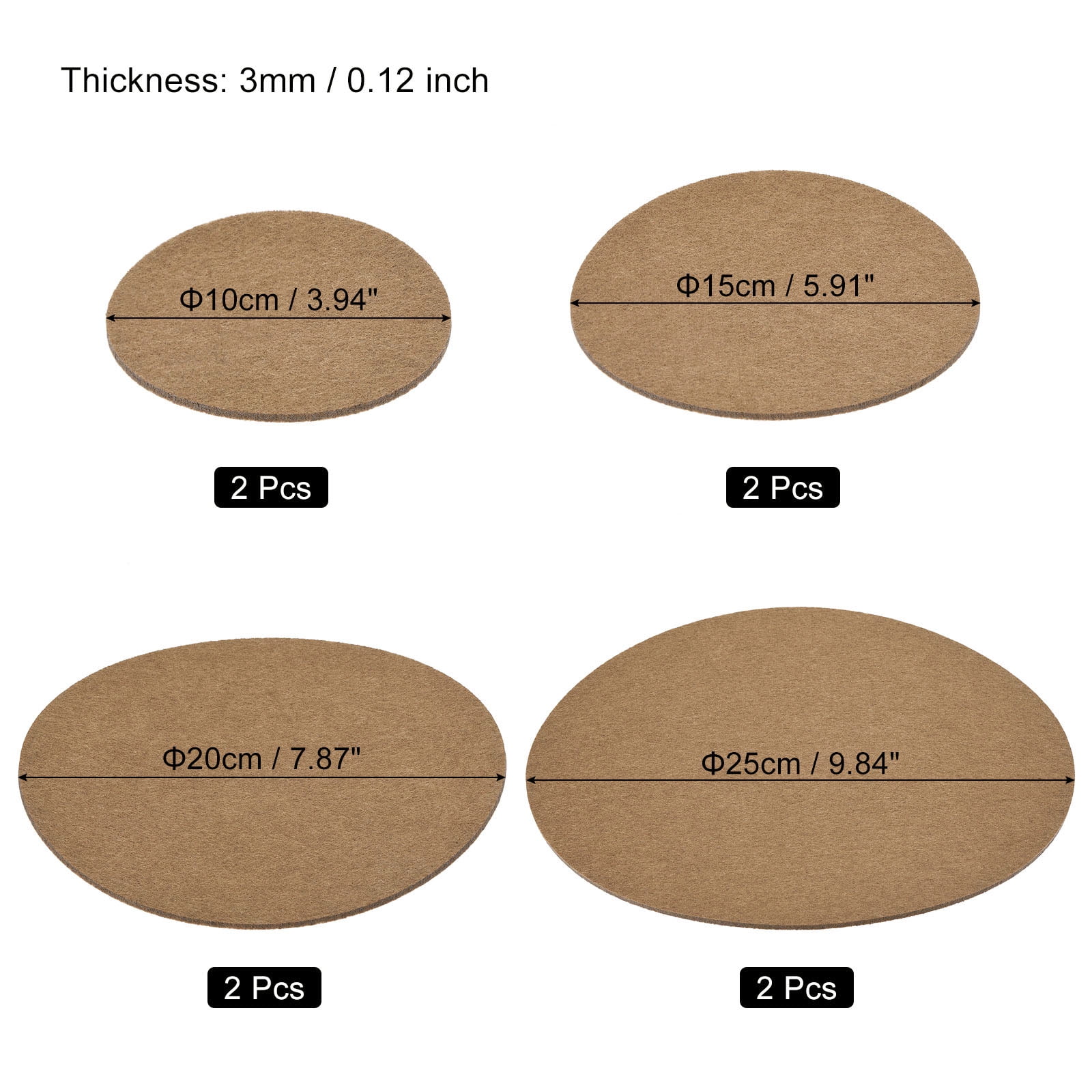 Unique Bargains Plant Coasters Reversible Absorbent Round Felt Pad Mats Set Brown