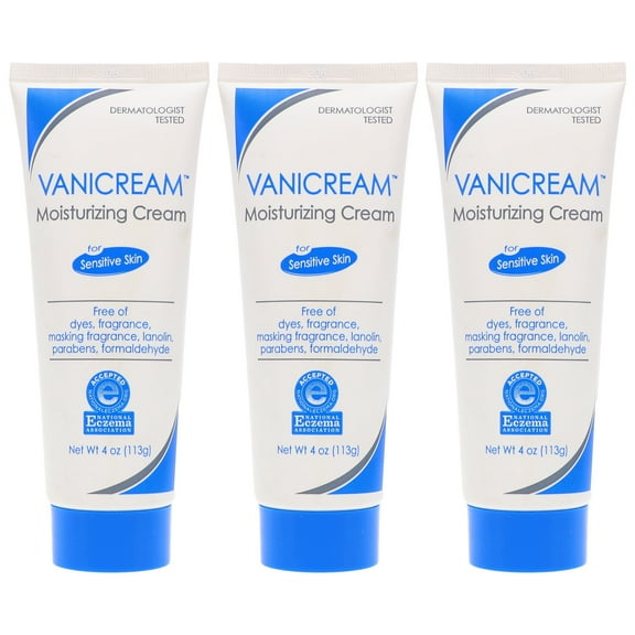 Vanicream Moisturizing Cream for Sensitive Skin, Paraben Free, 4 oz (Pack of 3)