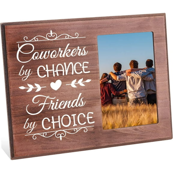 Coworkers by Chance Friends by Choice Picture Frame 4x6Inch Goodbye Farewell Photo Frame Hanging/Tabletop Wooden Going Away Leaving Gift Frame for Coworker Work Bestie Team Member