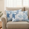 thumbnail image 2 of Navy Blue Grey Coastal Outdoor Pillow Covers,Waterproof Decorative Throw Pillowcases Set of 2,Sea Turtle Nautical Coral Summer Beach Couch Cushion Cases with Zipper for Outside Patio Sofa 20"x12", 2 of 8
