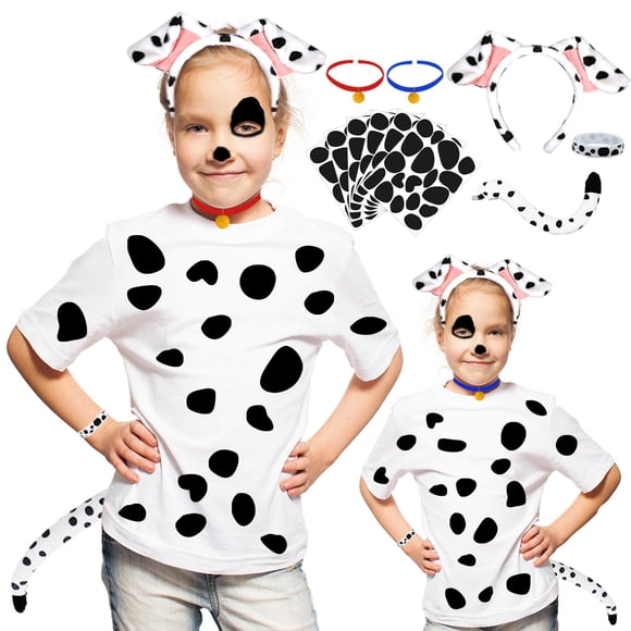 Set de disfraz de dálmata Ahuimeius con orejas, cola y stickers