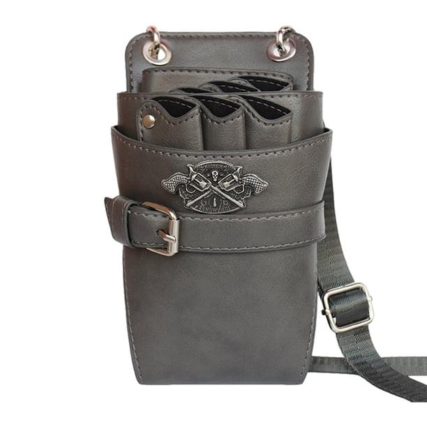 Guardurnaity Bolsa de tijeras de peluquero profesional, cinturón de herramientas multifuncional protector portátil duradero masajeadores Gris