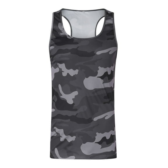 PEASKJP Tank Top Men Beach Men's Gym Bodybuilding Stringer Tank Top Workout Muscle Cut Shirt Fitness Sleeveless Vest (Dark Gray,L)