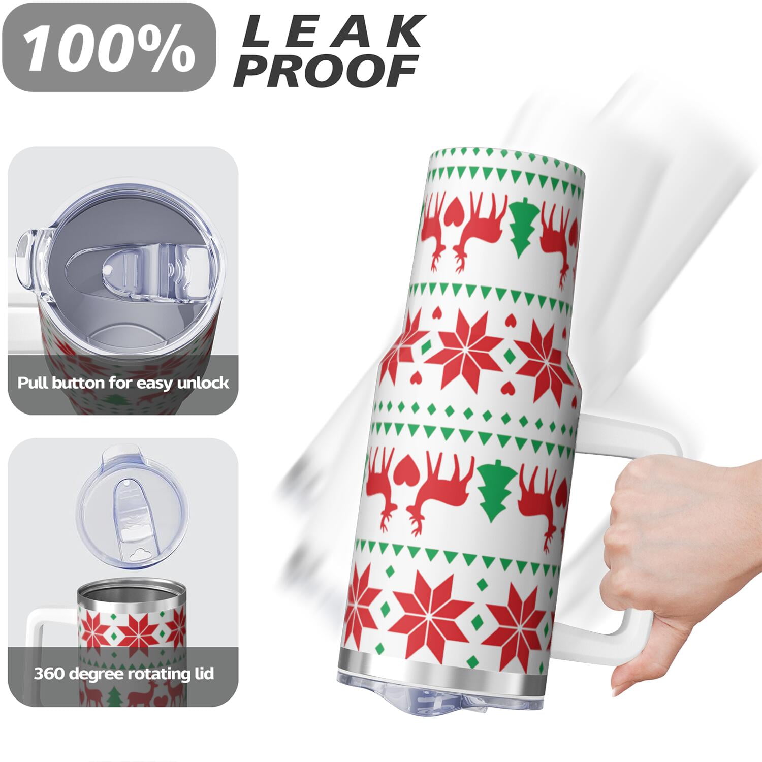1pc 40 oz Christmas Tumbler with Lid and Straw Stainless steel Insulated tumblers Cute water bottle Travel/Gym coffee tumbler Gifts for Women/men