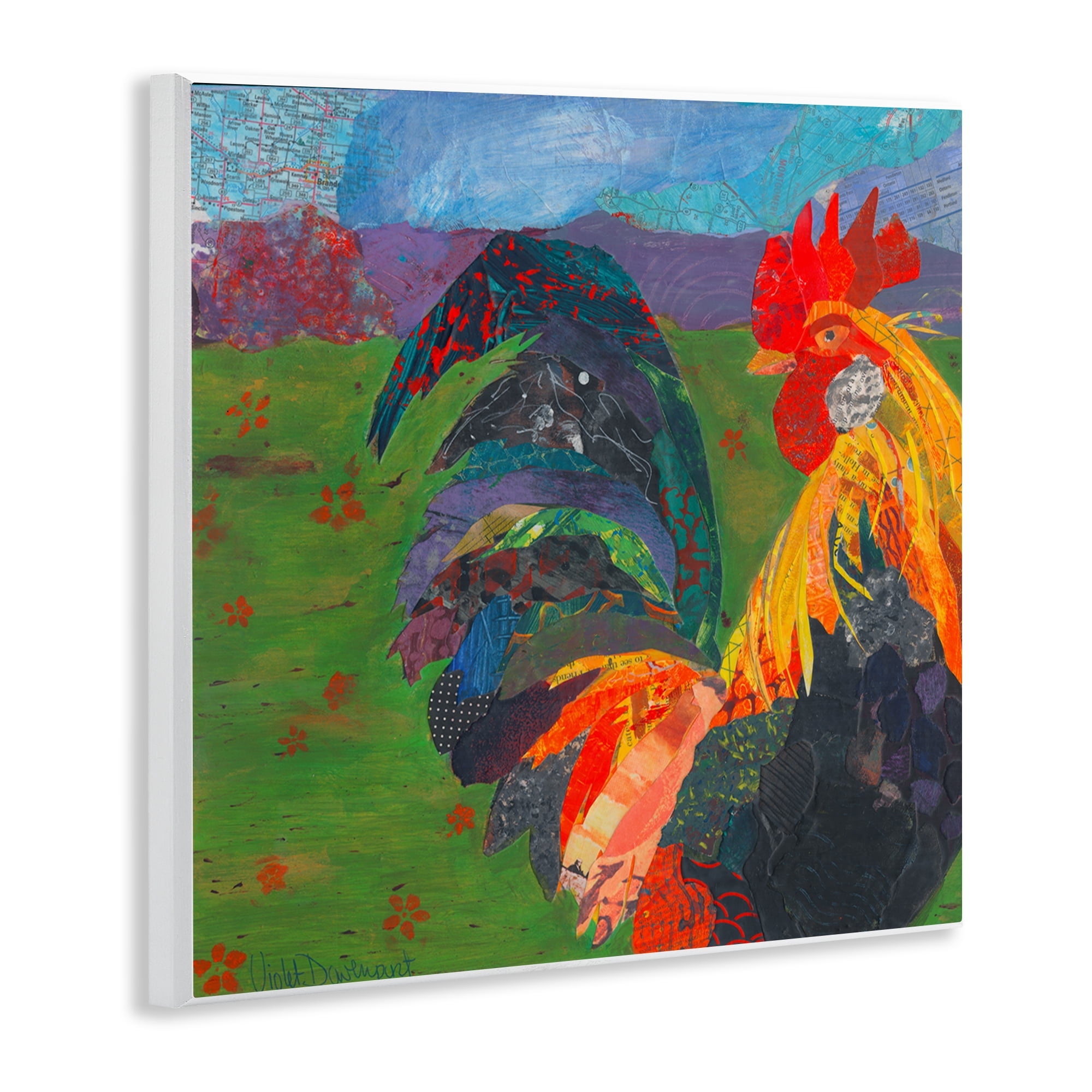 Stupell Industries Expressive Farm Rooster Animals Painting Unframed Art Print Wall Art, 12 x 12