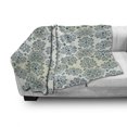 thumbnail image 3 of Winter Soft Flannel Fleece Throw Blanket, Mandala Style Floral Round with Damask Elements Retro Graphic Ornaments, Cozy Plush for Indoor and Outdoor Use, 50" x 60", Teal Cream, by Ambesonne, 3 of 6