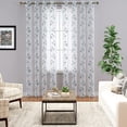 thumbnail image 5 of White Semi Sheer Curtains for Living Room, Floral Embroidered Window Treatments, Voile Grommet Long Window Curtain Set for Bedroom Window Decor, 52" Wx95 L, 2 Panels, 5 of 9
