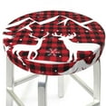 thumbnail image 3 of Fotbe Christmas Buffalo Plaid Stool Covers Round,Waterproof Round Bar Stool Covers Bar Chair Covers Washable Stool Cushion Slipcover for 12-14 Inch Chair-, 3 of 7