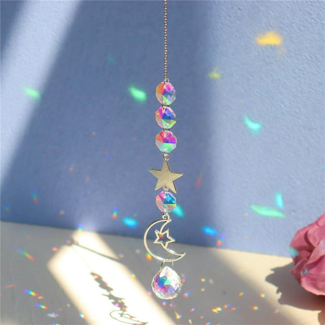 pitrice Crystal Wind Chime Hanging Sparkling Handmade Prisms Pendant D