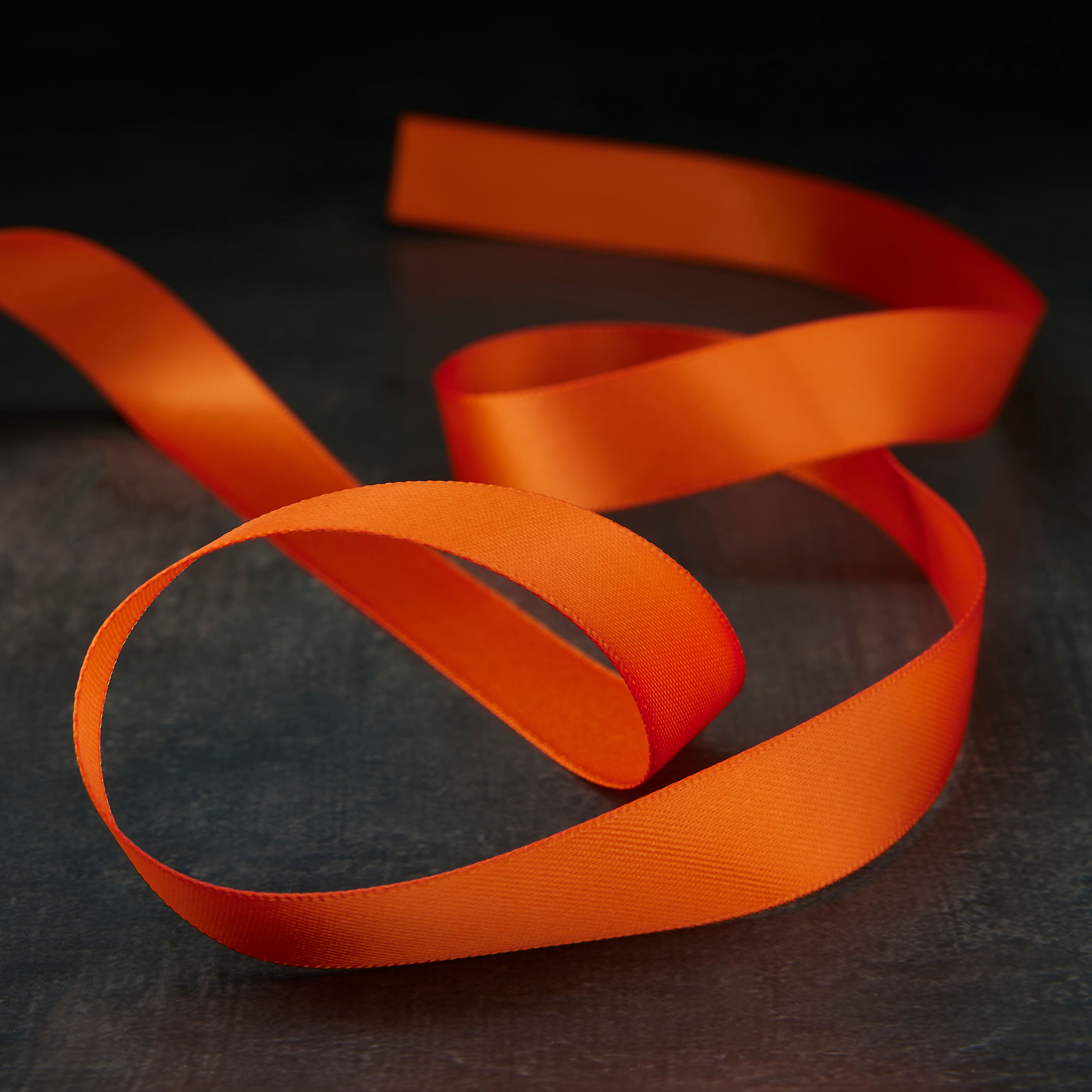 5/8" x 7yd Orange Double Faced Satin Ribbon by Celebrate It – Smooth Polyester Finish - Non-Wired with Woven Edge - 12 Pack