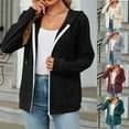 thumbnail image 7 of Lovskoo Women's Zipper Sweatshirt Hoodie with Pocket Long Sleeve Loose Jacket Outerwear Coat Black, 7 of 7