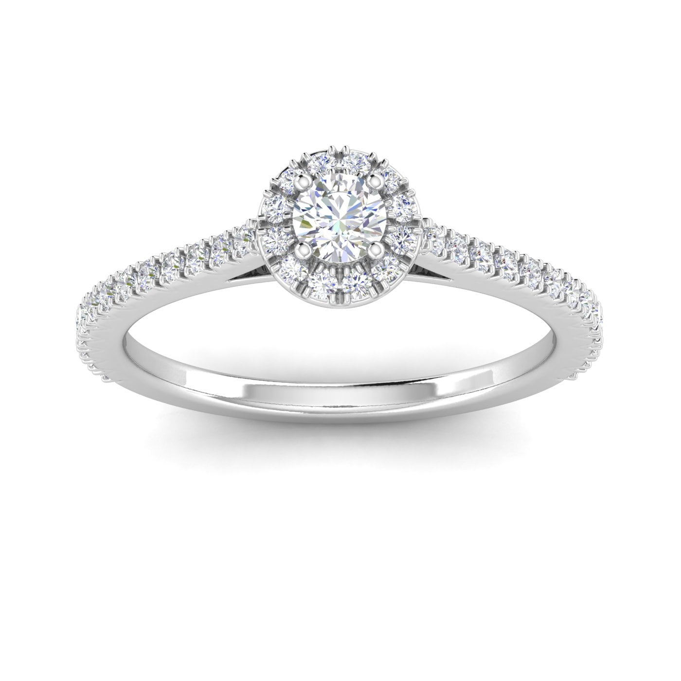 Certified 1/2ctw Diamond Halo Engagement Ring in 10k White Gold (G-H, I2, 1/2ctw)