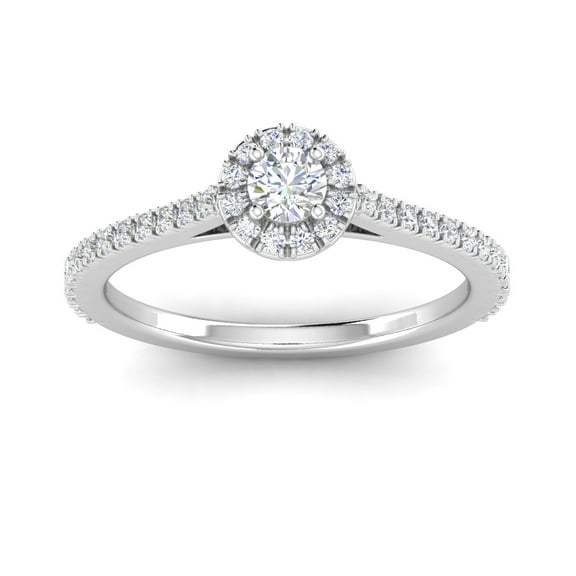 Certified 1/2ctw Diamond Halo Engagement Ring in 10k White Gold (G-H, I2, 1/2ctw)