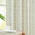 thumbnail image 3 of Curtainking Light Filtering Curtains Geometric Striped Boho Farmhouse Grommet Curtains for Living Room 52x84 Inch Pack of 2 Sage Green on Beige, 3 of 8