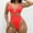 Red, variant on Hvot&aat Women's Sexy Solid Color One Piece Swimwear Double Up Spaghetti Bandeau Cut Out Bathing Suit One Piece Swimwear